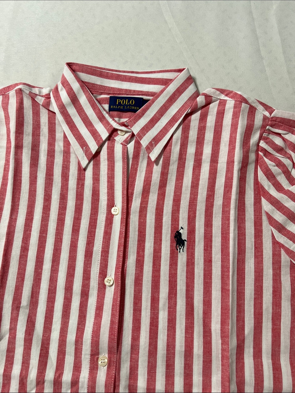 Polo by Ralph Lauren Pink & White Striped Button-Down Shirt - Picture 3 of 3